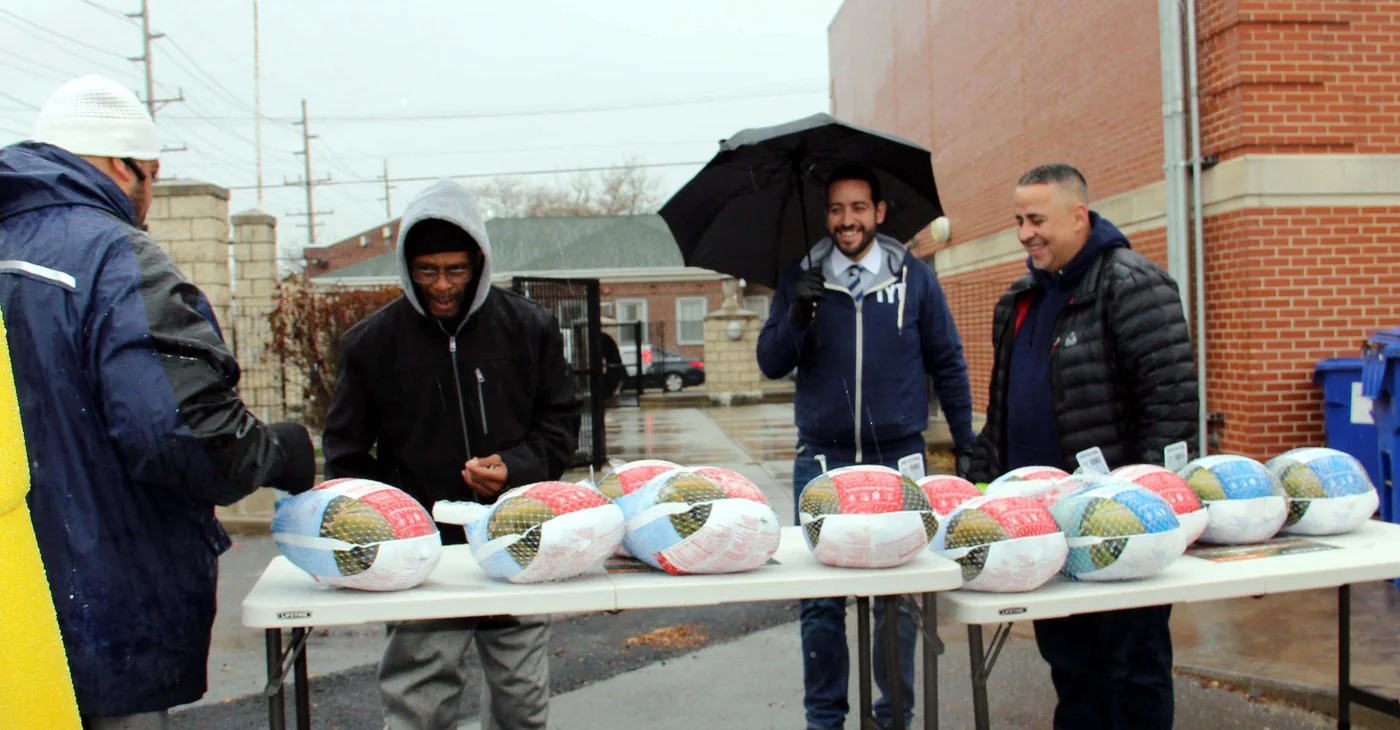 Gabriel Franco and volunteers at a Thanksgiving turkey drive in Atlantic City